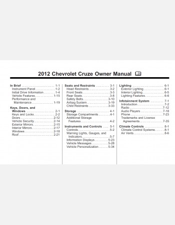 chevrolet cruze 2012 owners manual